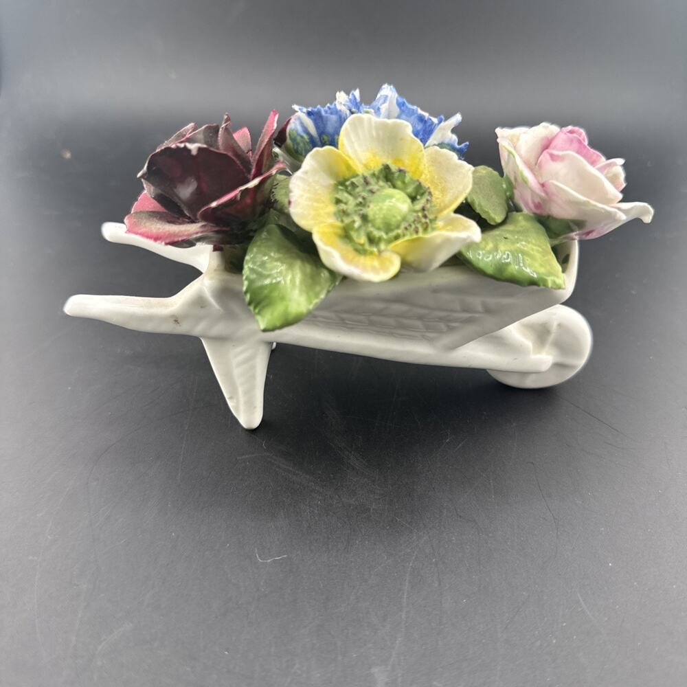 Radnor Bone China Wheel Barrow with Flowers Made In England Vintage